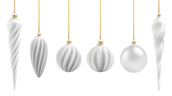 Bola de Navidad en estilo realista sobre fondo blanco. Espiral vertical blanca. Ilustración vectorial. — Vector de stock