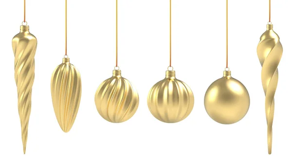Weihnachtskugel im realistischen Stil auf weißem Hintergrund. Vertikale Goldspirale. Vektorillustration. — Stockvektor