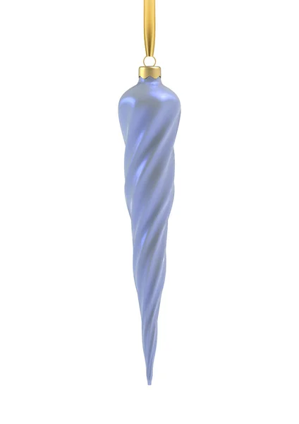 Realistisk pärla blå julgran leksak i form av en istapp, spiral. 3D Illustration objekt för jul. Vektor — Stock vektor