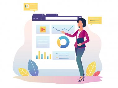 Finansal analiz. İnteraktif Ekranlı Kız