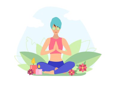 Yoga-kız yoga asana pratik yüz maskesi