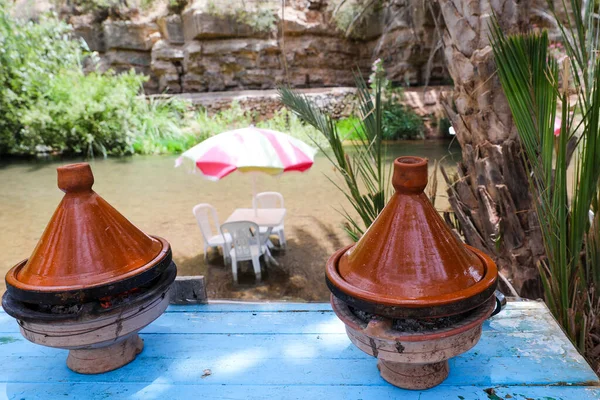 アガディール モロッコのパラダイス バレー タジン モロッコ料理 — ストック写真