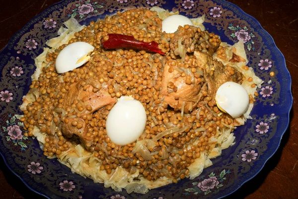 Popolare Marocco Piatto Pollo Rfissa — Foto Stock