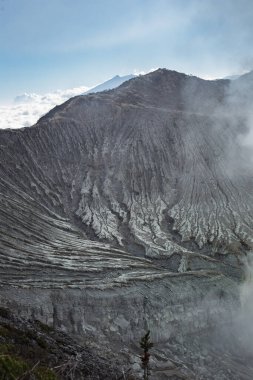 Ijen Crater or Kawah Ijen is a volcanic tourism attraction in Indonesia with beautiful landscape clipart