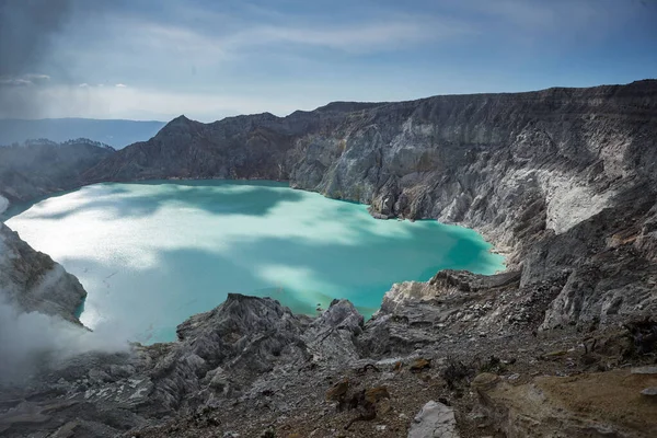 Ijen Crater Kawah Ijen Volcanic Tourism Attraction Indonesia Beautiful Landscape Stock Photo