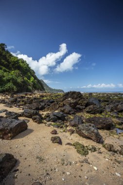 Endonezya 'nın Banyuwangi kentindeki Kızıl Ada sahili. Java 'nın popüler seyahat yeri. Yaz tatili geçmişi.
