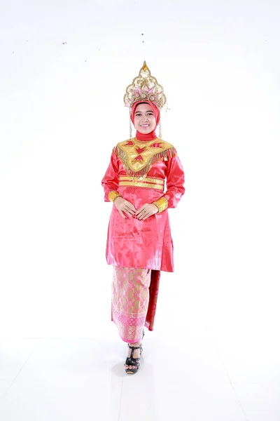 Belle Fille Asiatique Souriante Portant Ensemble Vêtements Traditionnels Modernes Les — Photo