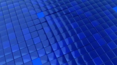 Küplerden oluşan minimalist dalga desenleri. Soyut Mavi Kübik Dalgalanan Yüzey Fütüristik Arkaplan. 3d canlandırma.