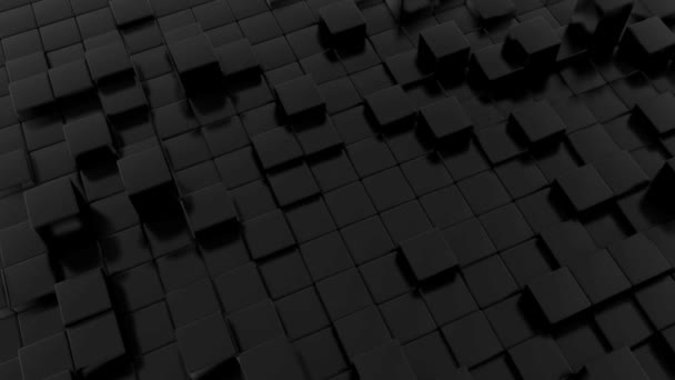 Padrão de ondas minimalista feito de cubos. Abstract Black Cubic Waving Surface Futuristic Background (em inglês). animação 3d. — Vídeo de Stock