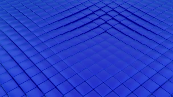 Minimalista hullámok mintázata kockákból. Absztrakt kék kocka hullámzó felület Futurisztikus háttér. 3D animáció. — Stock videók
