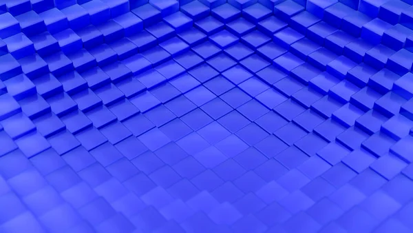 キューブで作られたミニマルな波パターン アブストラクトBlue Cubic Waving表面未来論的背景 3Dレンダリング図 — ストック写真