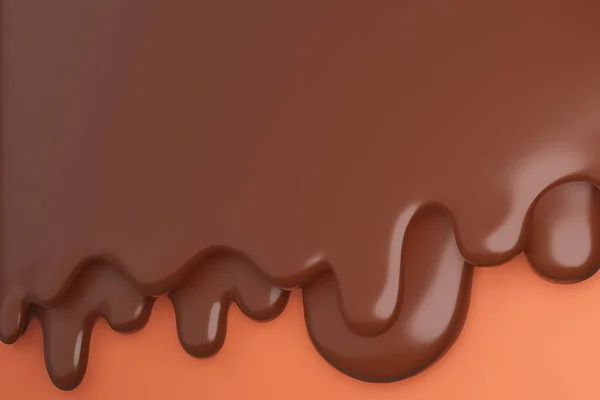Geschmolzene Milchbraune Schokolade Fließt Nach Unten Modell Und Illustration — Stockfoto