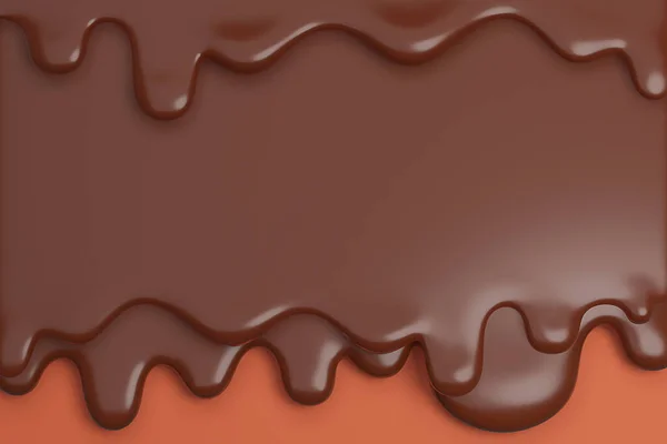 Gesmolten Melk Bruine Chocolade Stroomt Naar Beneden Model Illustratie — Stockfoto