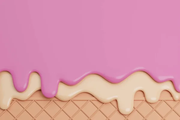Strawberry Vanilla Ice Cream Melted Wafer Background Model Illustration — стоковое фото