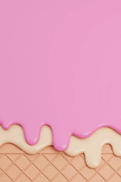 Strawberry Vanilla Ice Cream Melted Wafer Background Model Illustration — стоковое фото