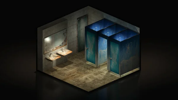 Horror Und Gruselige Toilette Krankenhaus Illustration Isomatric — Stockfoto