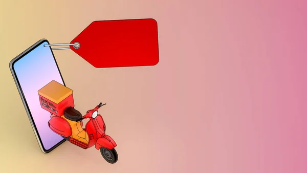 Scooter Espulso Telefono Cellulare Concetto Servizio Consegna Veloce Shopping Online — Foto Stock