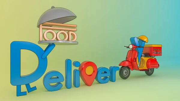 Character Cartoon Delivery Font Mit Roller Konzept Von Fast Food — Stockfoto