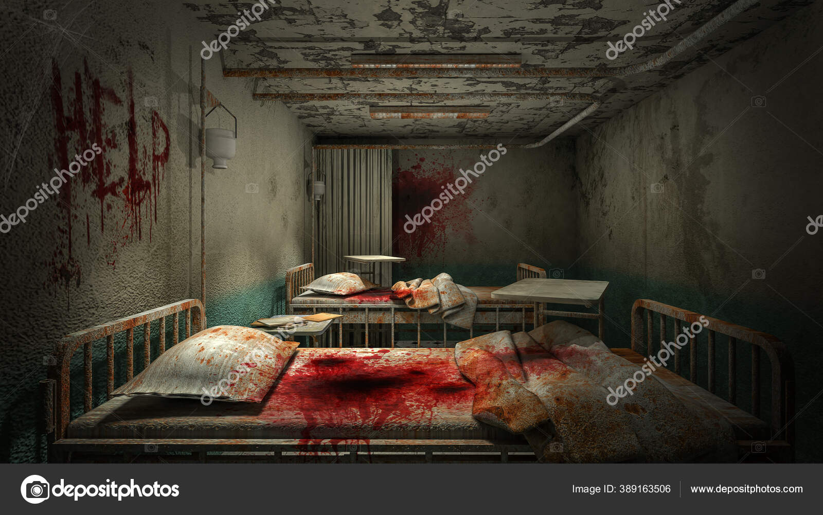 horror e sala de cirurgia abandonada assustadora no hospital