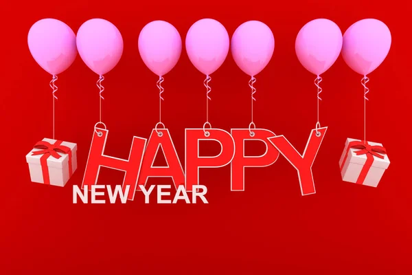 Happy New Year Konzept Mit Rotem Papier Geschnitten Und Weißen — Stockfoto