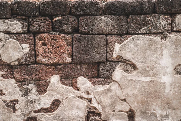 Bunte Natursteinmauer Mit Zementstruktur Hintergrund — Stockfoto