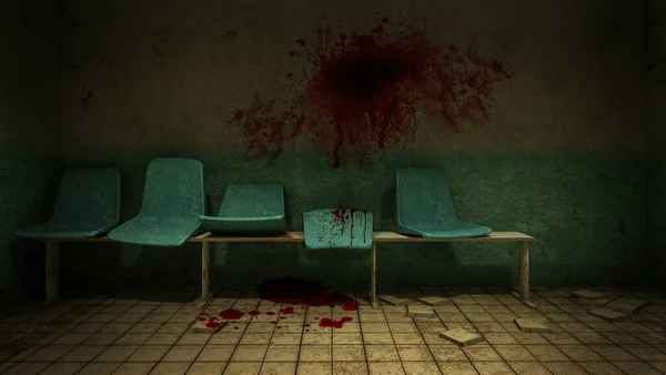 病院の診察室の前で待っている恐怖と不気味な席 — ストック写真