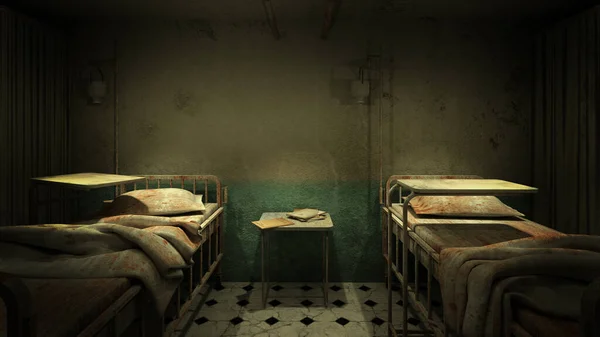 Horror Creepy Ward Room Hospital Rendering — Stock Photo, Image