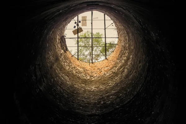 view inside from deep well.