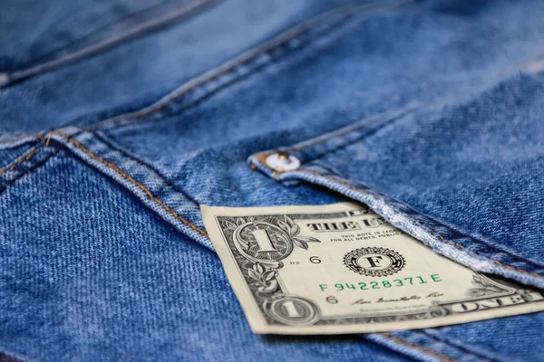 Argent Dans Dos Jeans Bleu Poche Denim Texture Fond — Photo