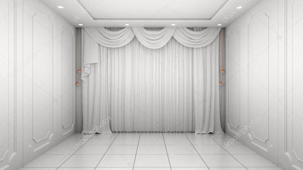 Empty Room Interior white wall modern and luxury style. 3d Render