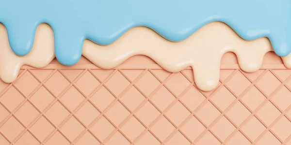 Мятное Ванильное Мороженое Расплавлено Баннере Wafer Background Копировальным Пространством Модель — стоковое фото