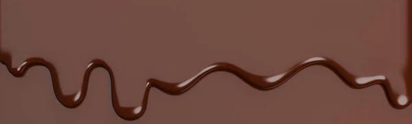 Растаянное Молоко Коричневый Шоколад Течет Вниз Коричневый Баннер Фон Копировальным — стоковое фото