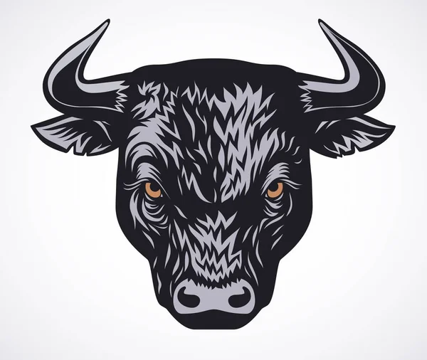 Angry bull head vector illustration on white background — Stock Vector