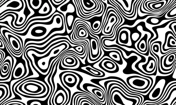 Líneas de contorno topográfico. Fondo sin costuras a rayas blanco y negro abstracto — Vector de stock