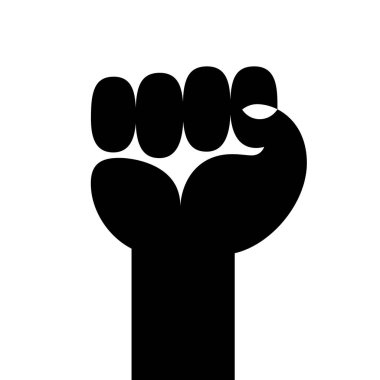 Vektör beyaz arka planda sert sıkılmış yumruk kaldırdı