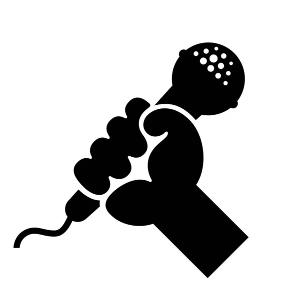 Fist hand holding microphone — Stock Vector