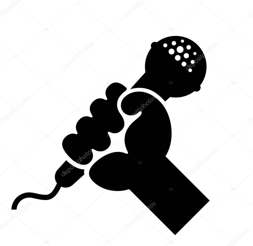 Fist hand holding microphone