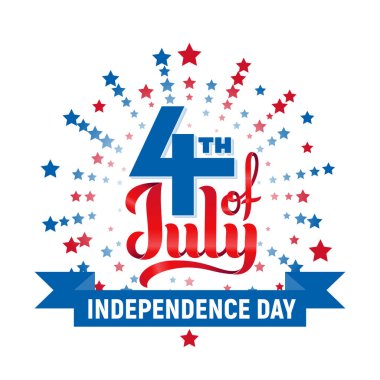 4 Temmuz. ABD Bağımsızlık Günü. Beyaz arkaplanda izole edilmiş kırmızı ve mavi vektörler