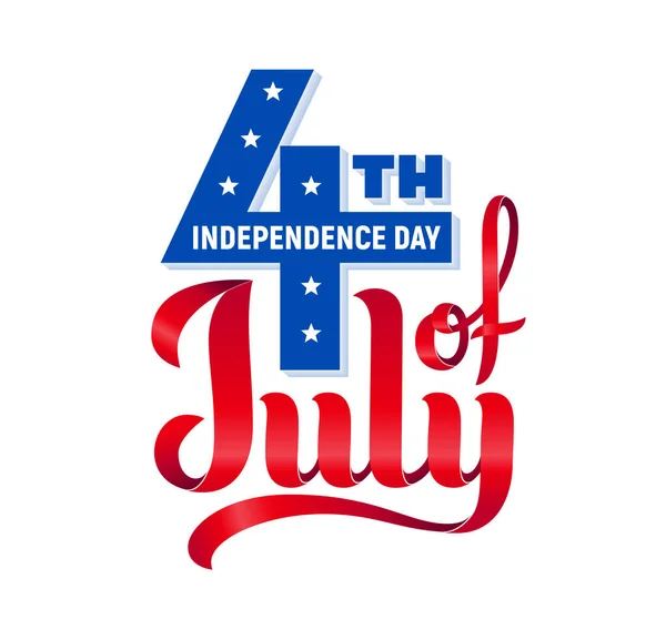 7月4日美国独立日 在白色背景上孤立的红色和蓝色矢量字母 — 图库矢量图片