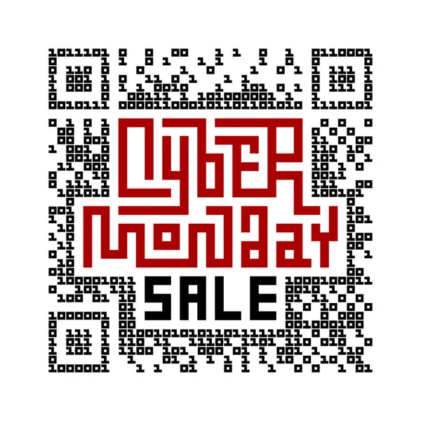 Cyber Monday Sale Lettering Com Código Consistem Código Binário Eps8 — Vetor de Stock