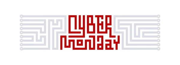 Cyber Monday Lettering Met Circuit Board Eps8 Rgb Globale Kleuren — Stockvector