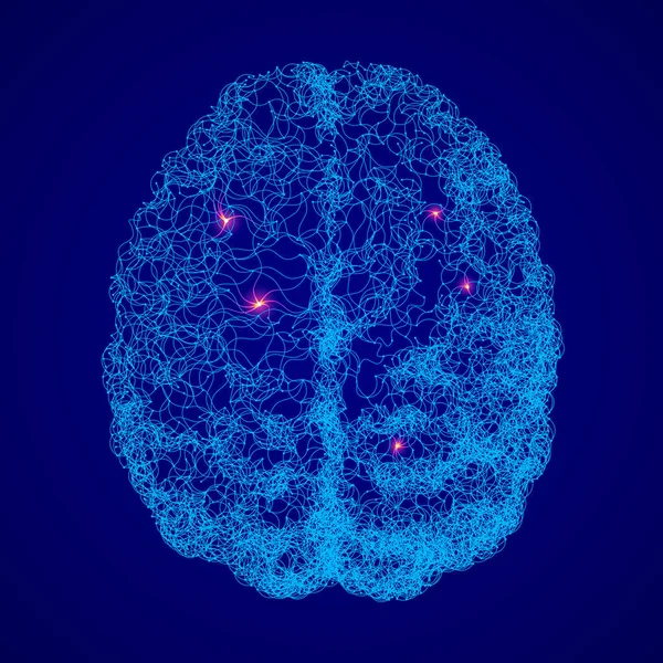 ヒトの脳は 上から見ると線で結ばれた点で構成されている 第8話に登場 Rgb 全球色 — ストックベクタ