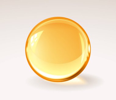 Altın tepsilik resine topu - gerçekçi tıbbi hap ya da bal damlası ya da cam küre. - RGB. Genel renkler