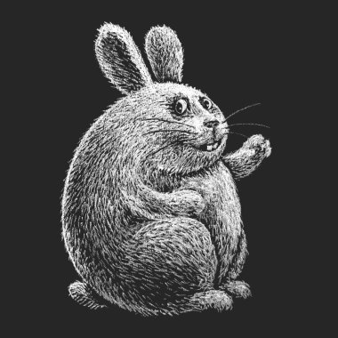 Siyah karatahtaya el çizimi Paskalya tavşanı. Eps8. - RGB. Genel renk