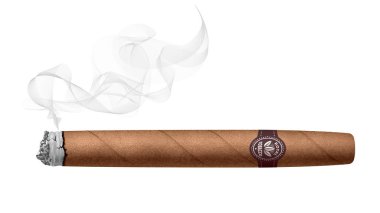 Realistic smoking cigar isolated on white background. RGB. Global colors clipart