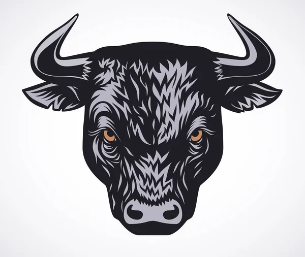 Angry Bull Head Vector Illustration White Background Rgb Global Colors — Stock Vector