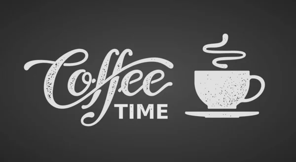 Czas Kawę Litery Odizolowane Czarnym Tle Eps Rgb Kolor Globalny — Wektor stockowy
