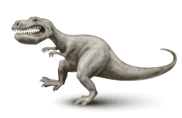 Dinosauro Dei Cartoni Animati Vettoriali Dipinto Stile Incisione Eps8 Rgb — Vettoriale Stock