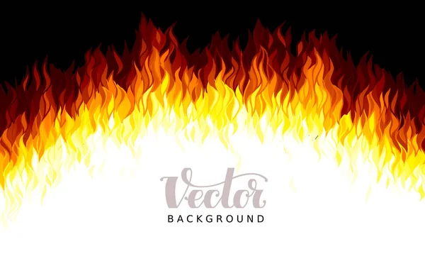 現実的なベクトル火災黒の背景に炎 第8話に登場 Rgb 全世界色 直線勾配1本 — ストックベクタ
