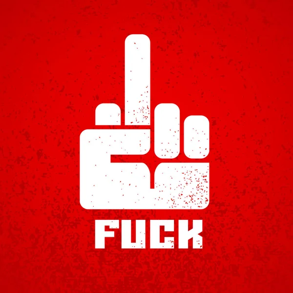 Fuck You Hand Finger Sign Icon Isolated Red Grunge Background — Stock Vector